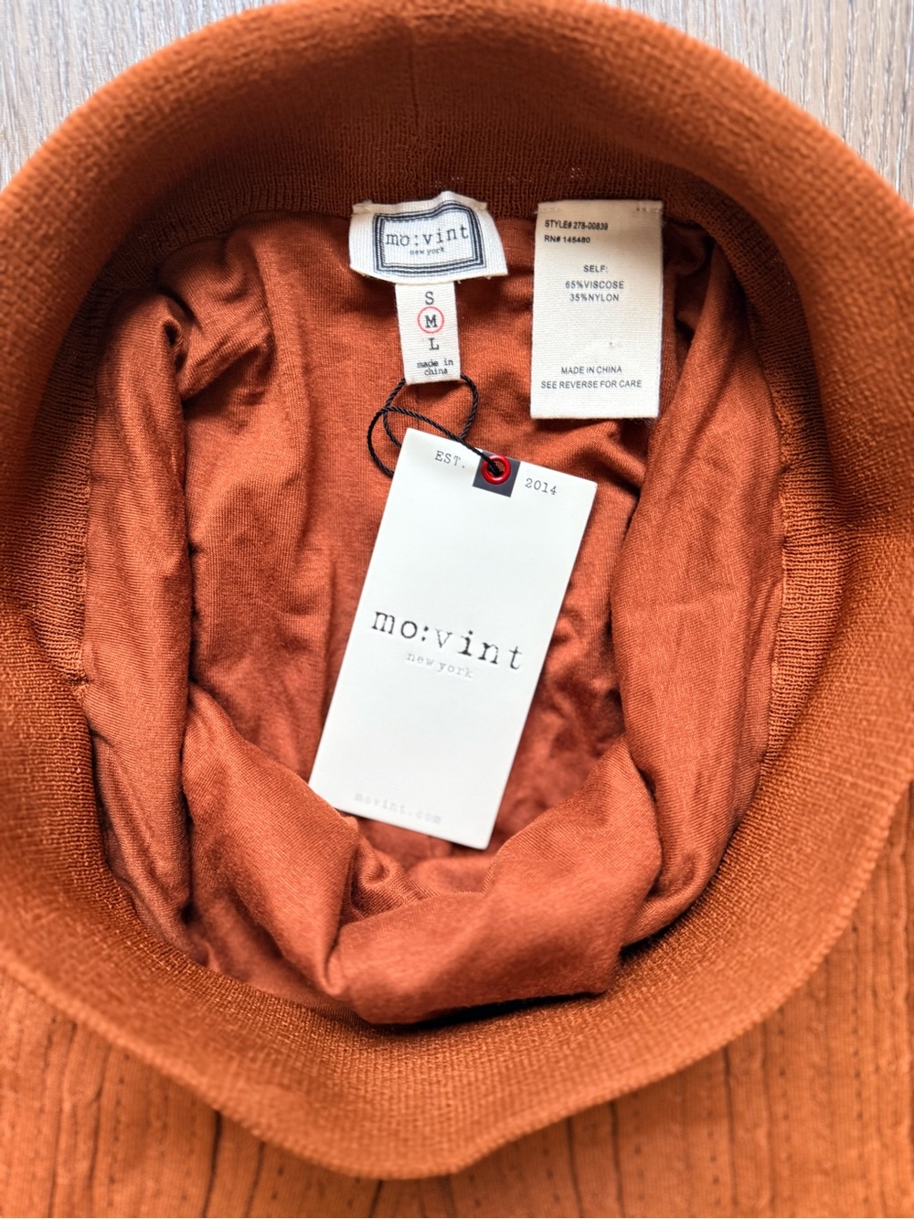 NWT Mo:Vint Brown Pointelle Knit Flare Pants Small Boho Pull-On Wide Leg - Picture 5 of 11